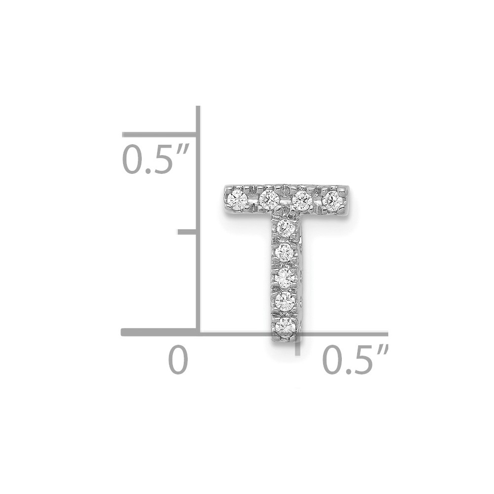 14K  White Gold Diamond Letter T Initial Charm (PM5221T-010-WA)