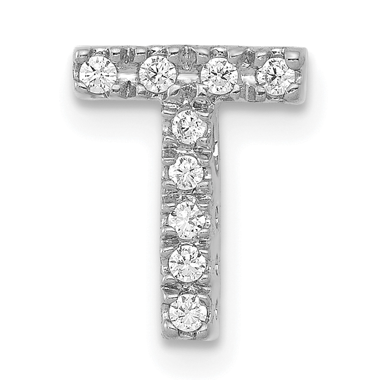 14K  White Gold Diamond Letter T Initial Charm (PM5221T-010-WA)