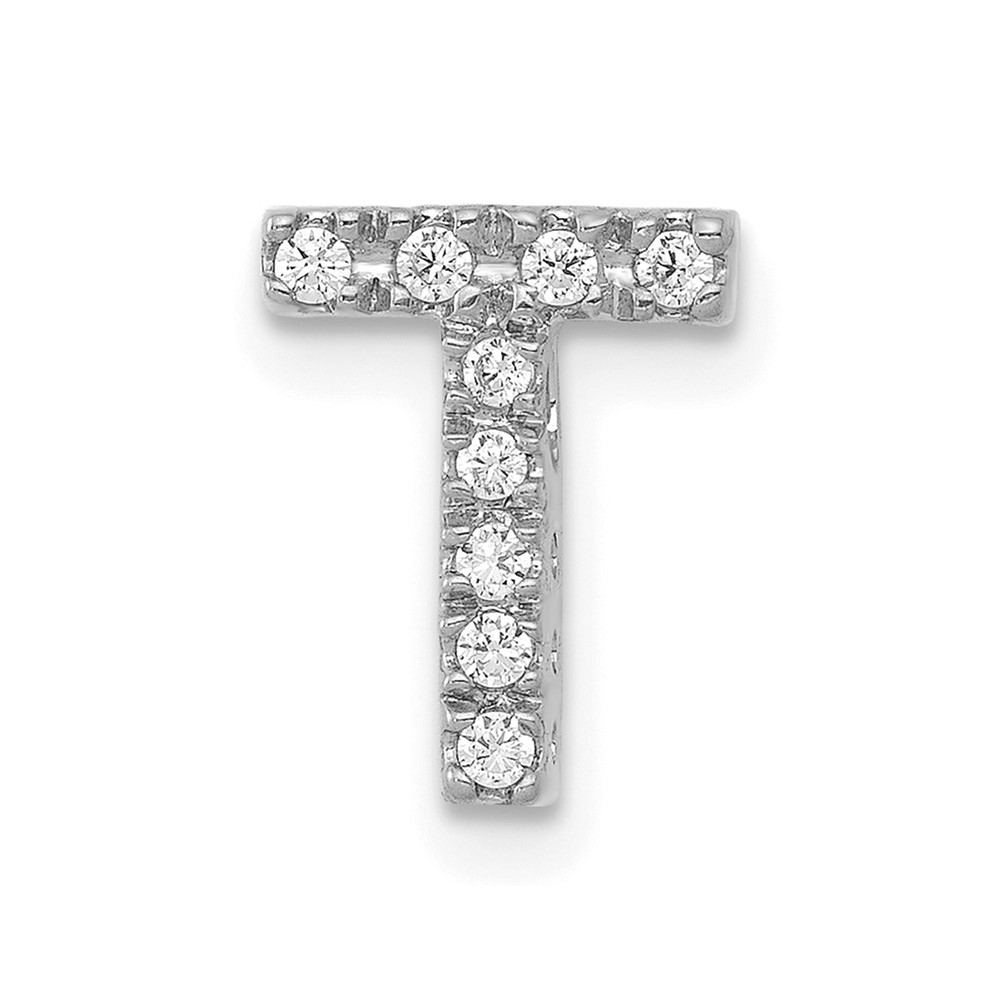 14K  White Gold Diamond Letter T Initial Charm (PM5221T-010-WA)