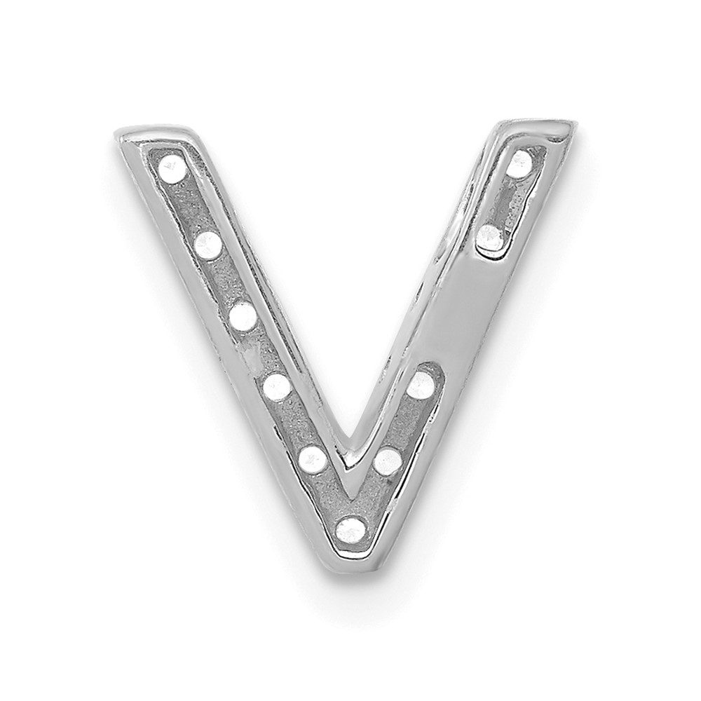 14K  White Gold Diamond Letter V Initial Charm (PM5221V-010-WA)