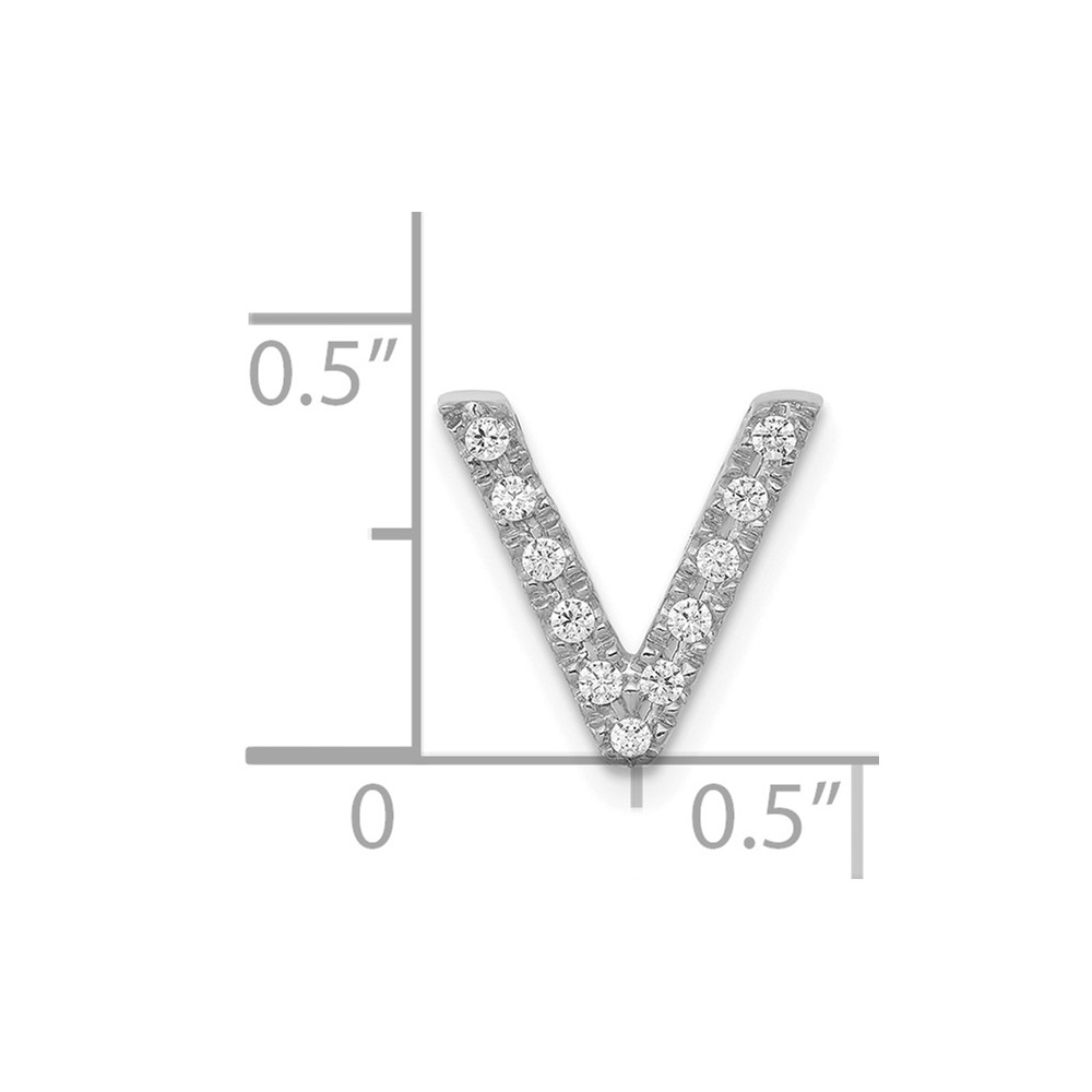 14K  White Gold Diamond Letter V Initial Charm (PM5221V-010-WA)