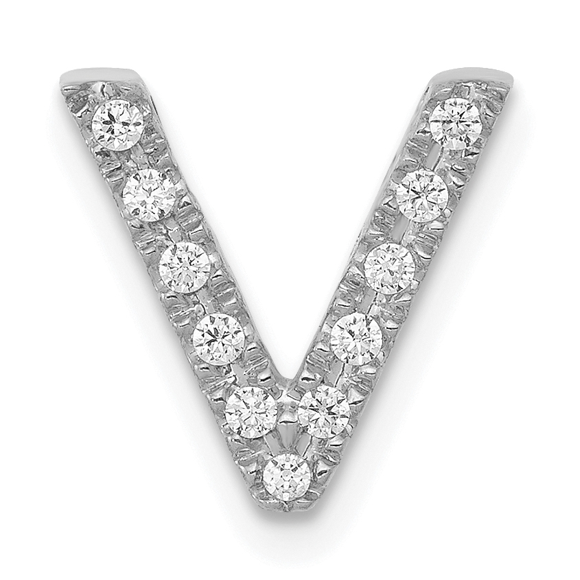 14K  White Gold Diamond Letter V Initial Charm (PM5221V-010-WA)