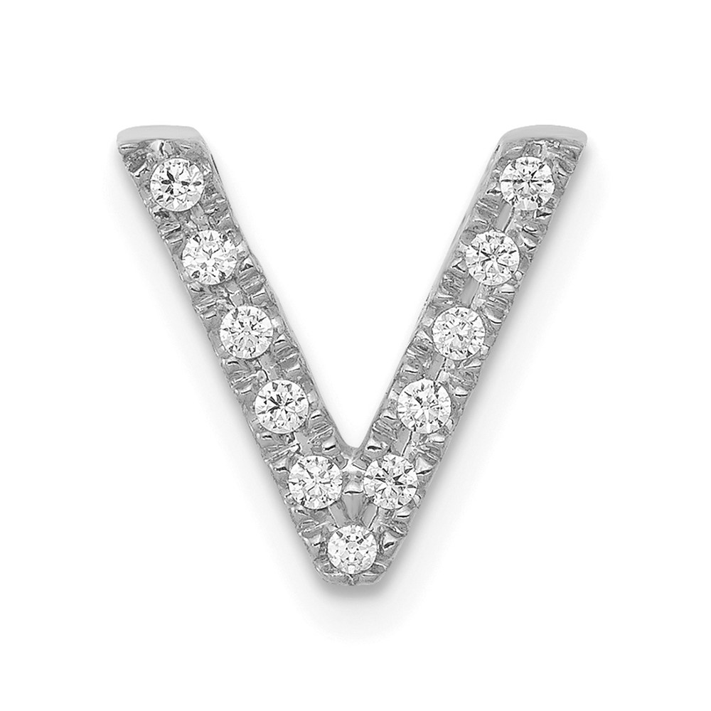 14K  White Gold Diamond Letter V Initial Charm (PM5221V-010-WA)