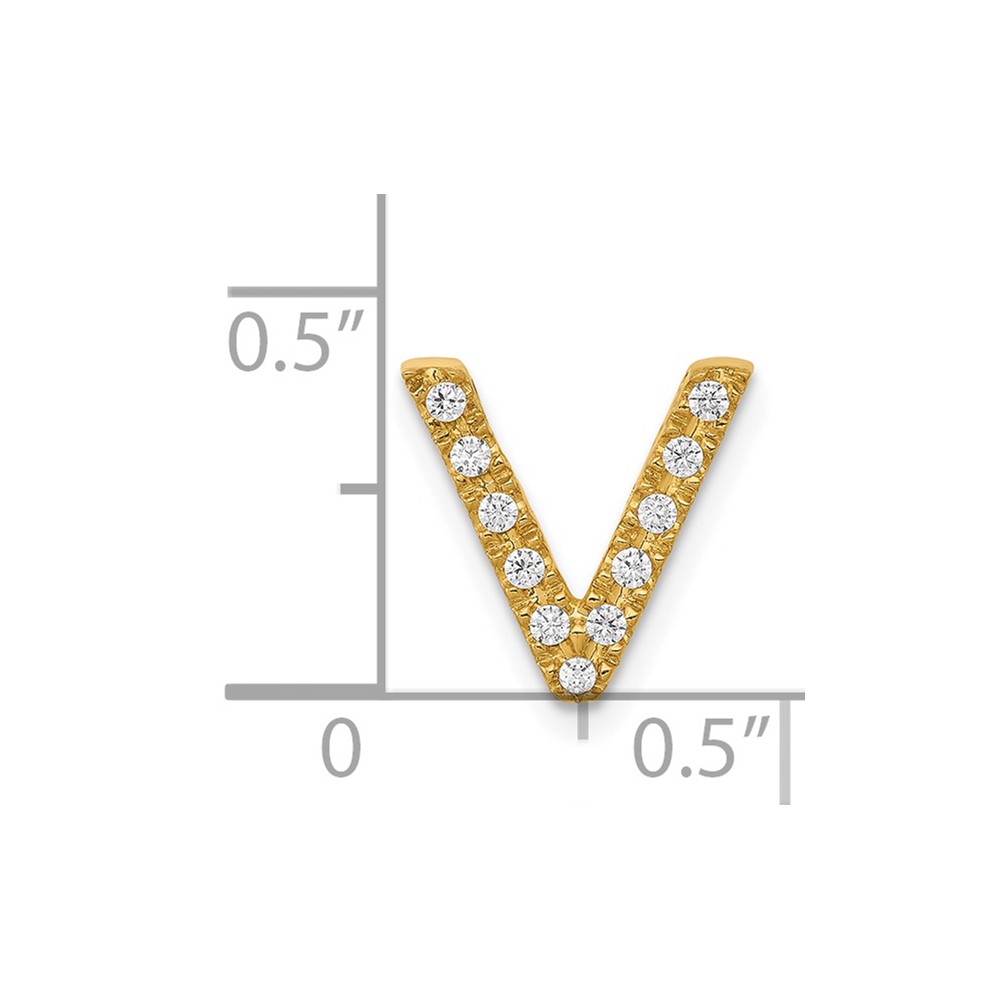 14K  Diamond Letter V Initial Charm (PM5221V-010-YA)