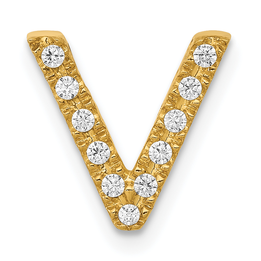 14K  Diamond Letter V Initial Charm (PM5221V-010-YA)