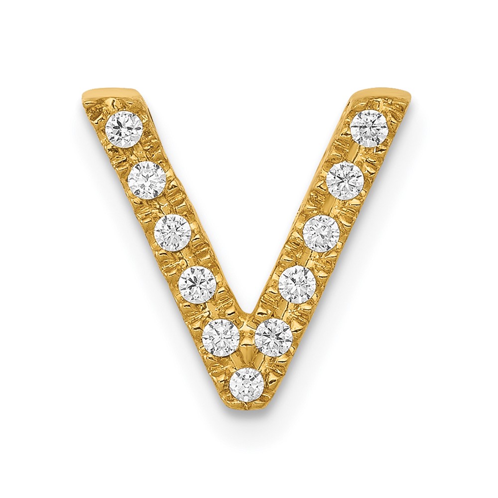 14K  Diamond Letter V Initial Charm (PM5221V-010-YA)