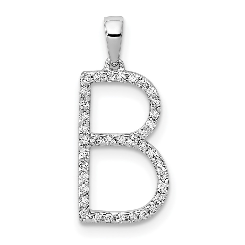 14K White Gold Diamond Letter B Initial Pendant (PM5222B-013-WA)