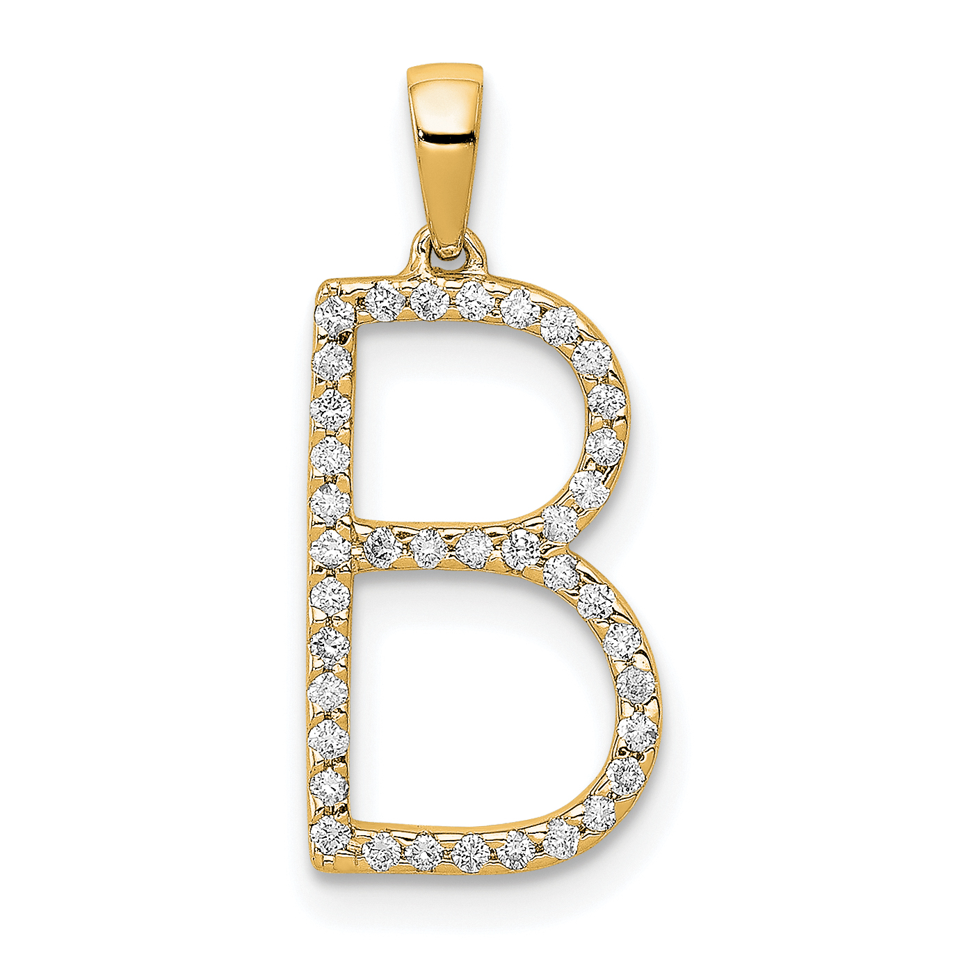 14K Diamond Letter B Initial Pendant (PM5222B-013-YA)