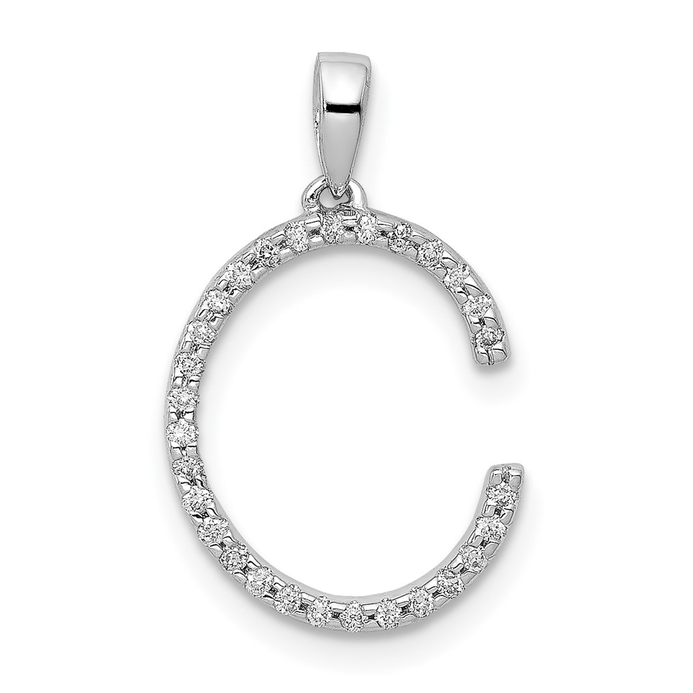 14K White Gold Diamond Letter C Initial Pendant (PM5222C-010-WA)
