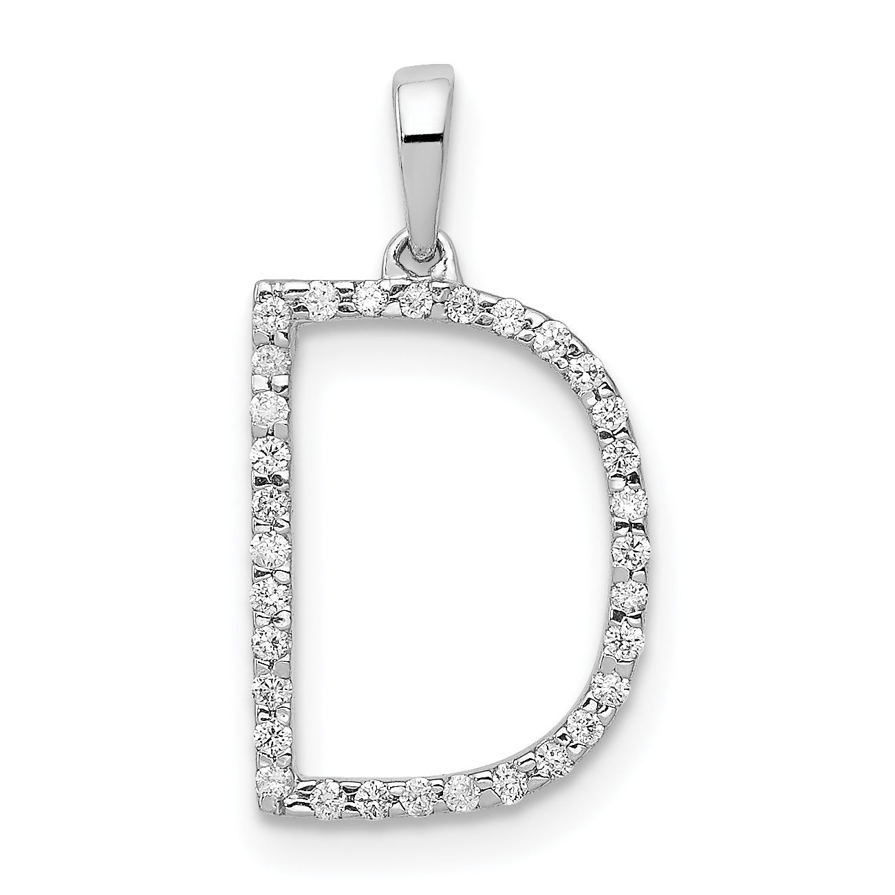 14K White Gold Diamond Letter D Initial Pendant (PM5222D-010-WA)