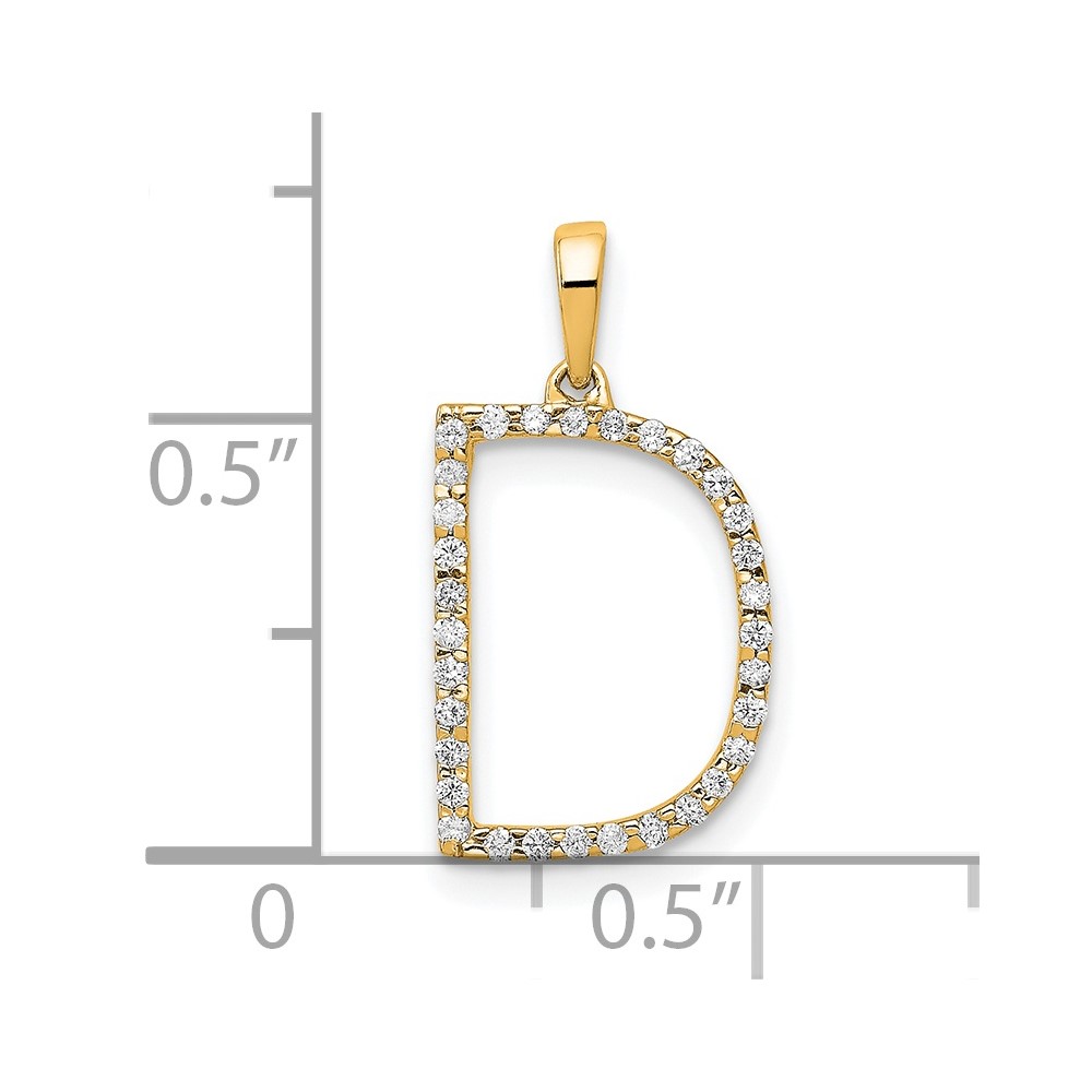 14K Diamond Letter D Initial Pendant (PM5222D-010-YA)