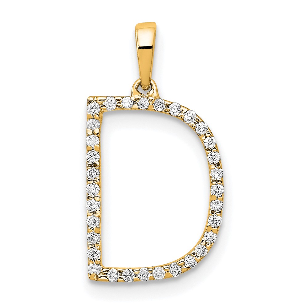 14K Diamond Letter D Initial Pendant (PM5222D-010-YA)