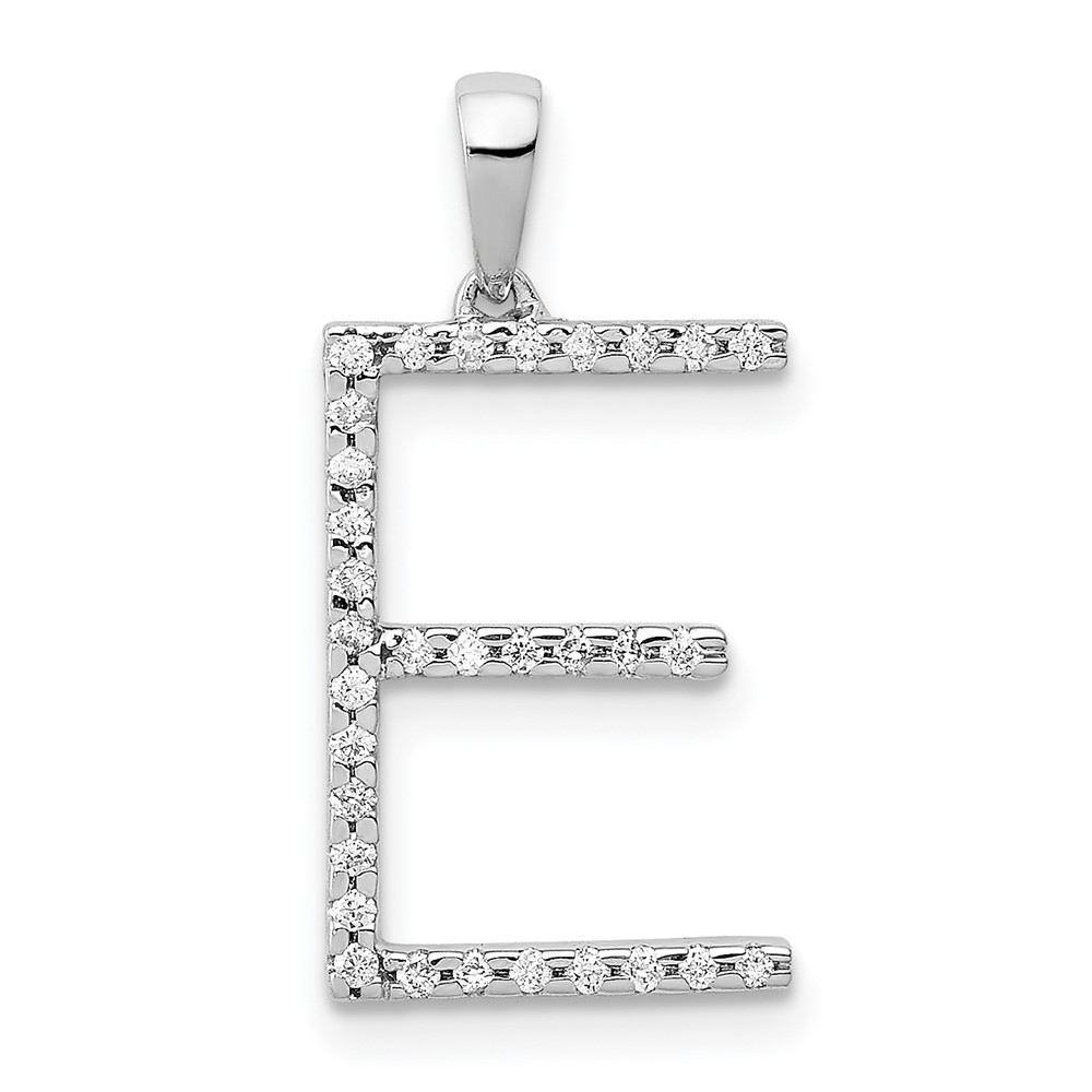 14K White Gold Diamond Letter E Initial Pendant (PM5222E-010-WA)