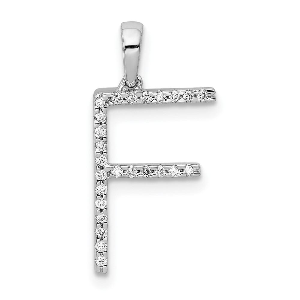 14K White Gold Diamond Letter F Initial Pendant (PM5222F-013-WA)