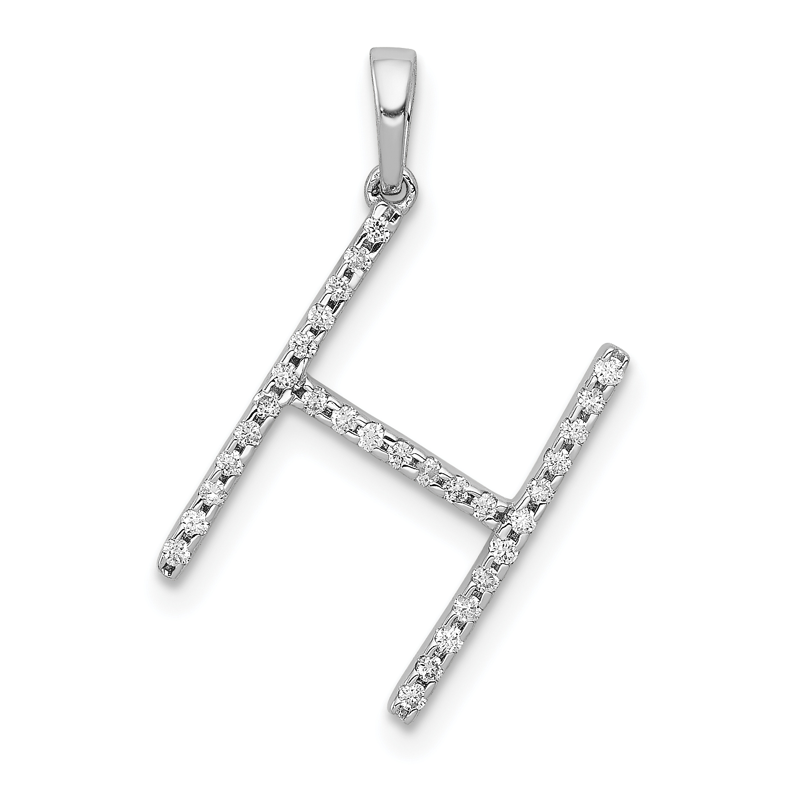 14K White Gold Diamond Letter H Initial Pendant (PM5222H-010-WA)