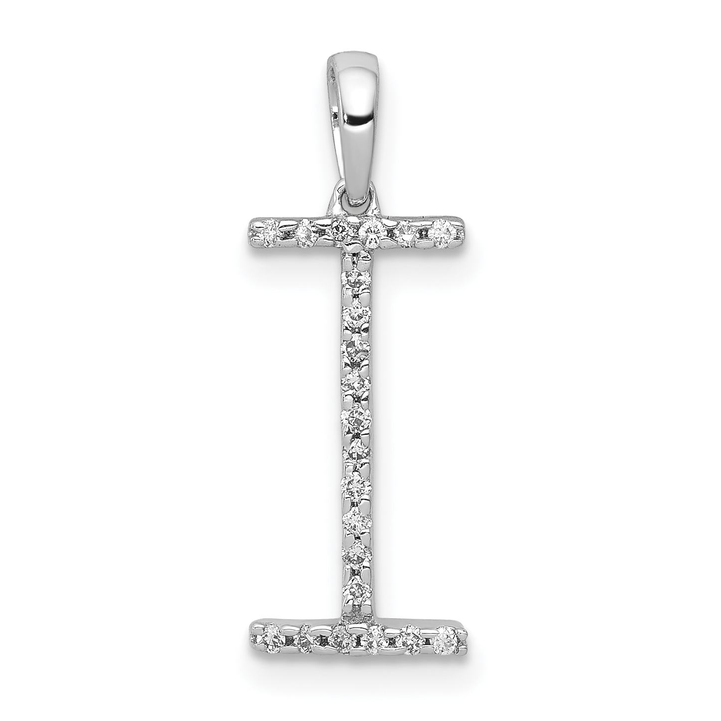14K White Gold Diamond Letter I Initial Pendant (PM5222I-010-WA)