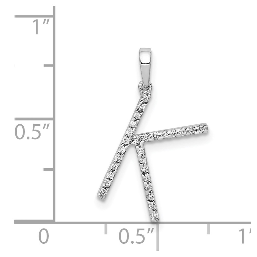 14K White Gold Diamond Letter K Initial Pendant (PM5222K-010-WA)