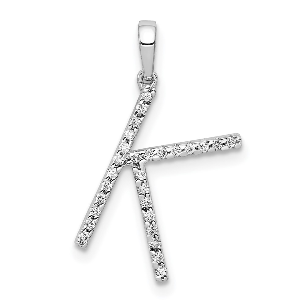 14K White Gold Diamond Letter K Initial Pendant (PM5222K-010-WA)