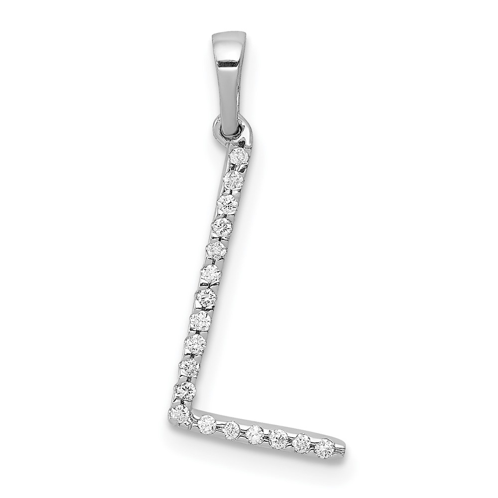 14K White Gold Diamond Letter L Initial Pendant (PM5222L-006-WA)