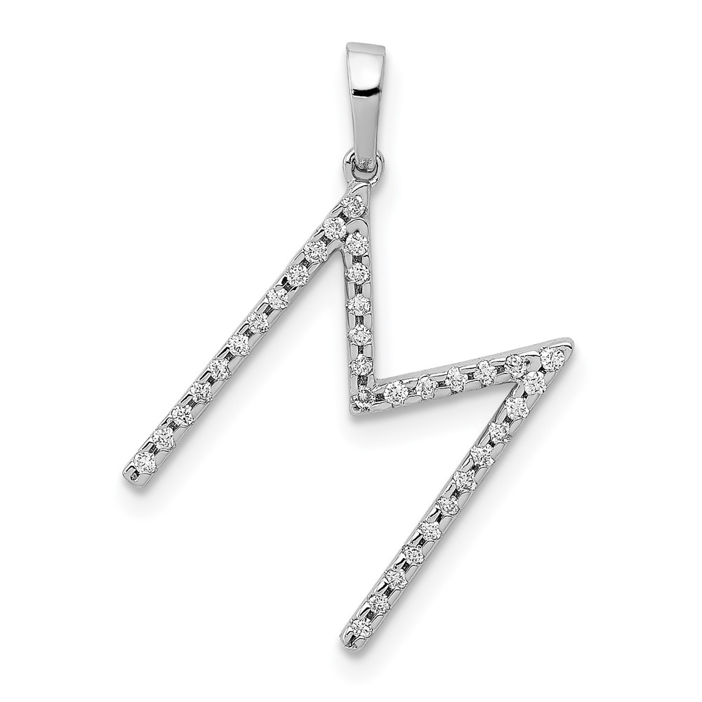 14K White Gold Diamond Letter M Initial Pendant (PM5222M-010-WA)