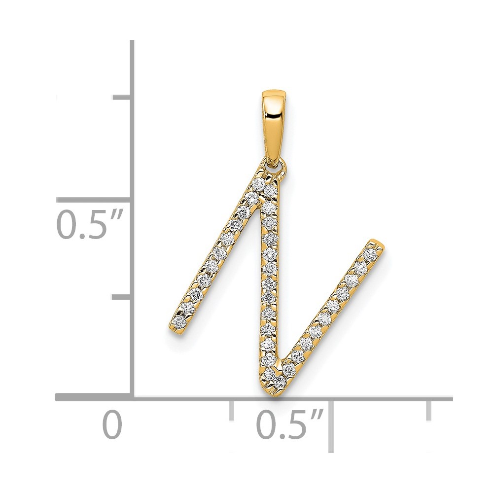 14K Diamond Letter N Initial Pendant (PM5222N-010-YA)
