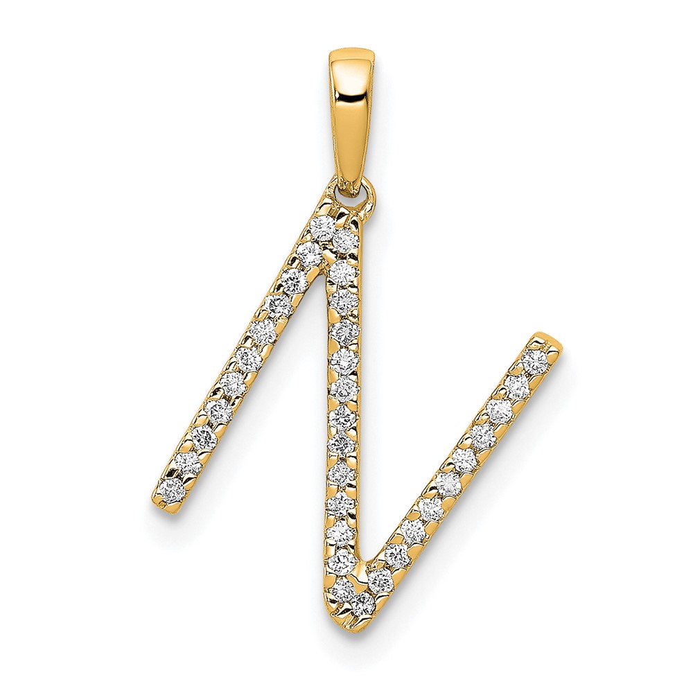 14K Diamond Letter N Initial Pendant (PM5222N-010-YA)