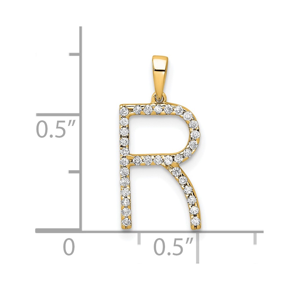 14K Diamond Letter R Initial Pendant (PM5222R-010-YA)