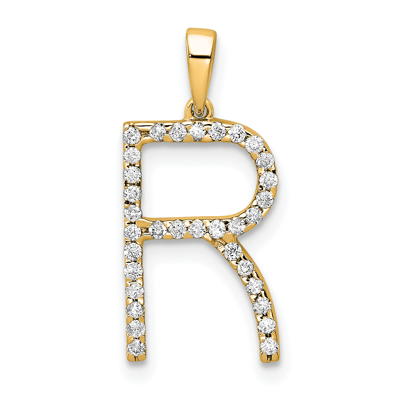 14K Diamond Letter R Initial Pendant (PM5222R-010-YA)