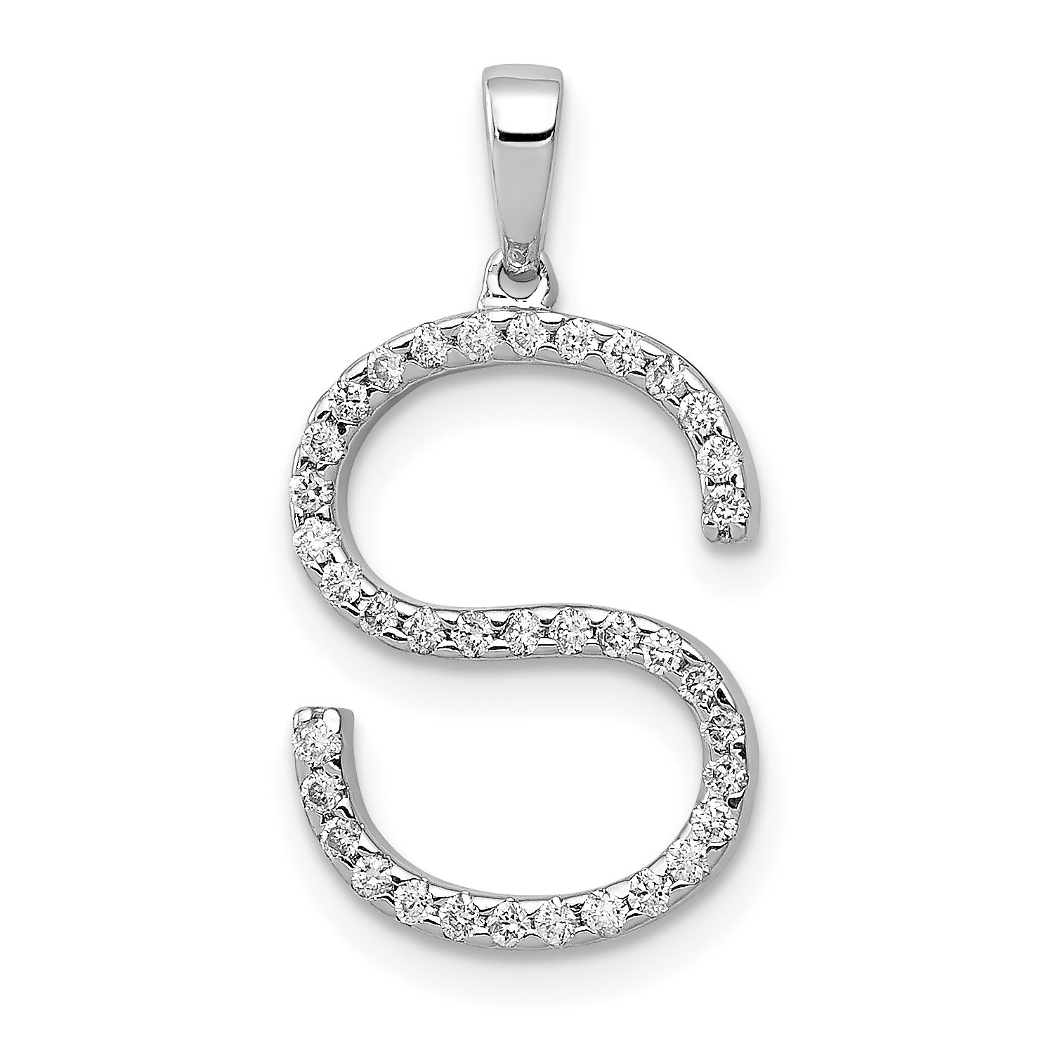 14K White Gold Diamond Letter S Initial Pendant (PM5222S-016-WA)