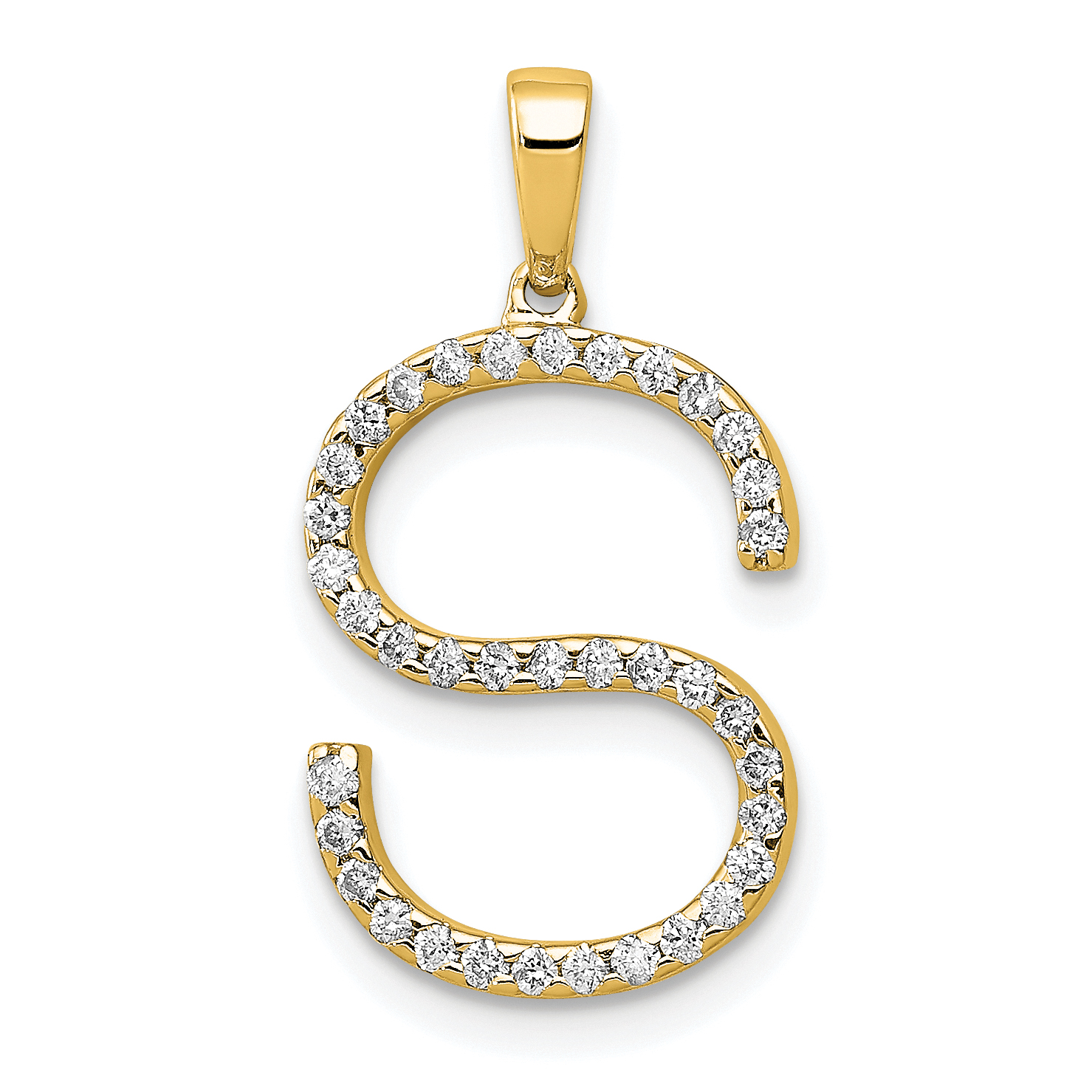 14K Diamond Letter S Initial Pendant (PM5222S-016-YA)
