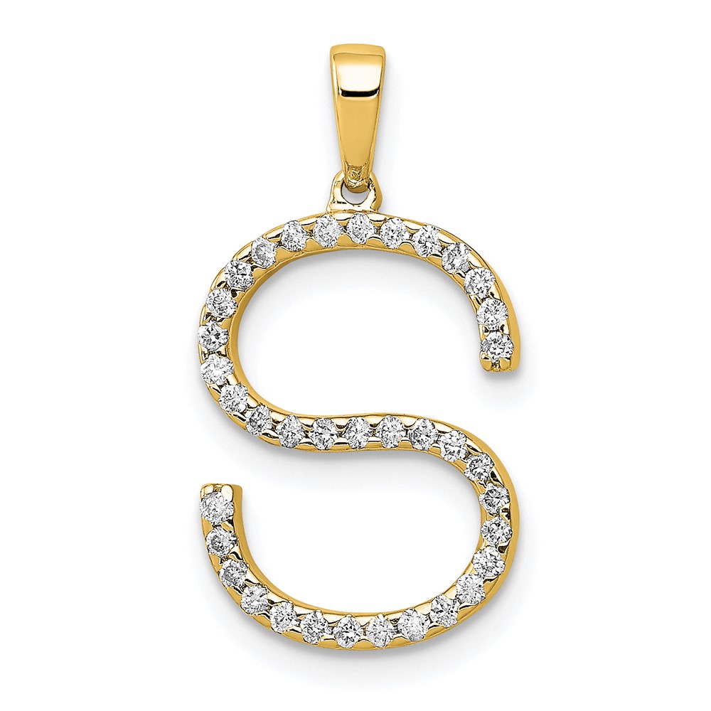 14K Diamond Letter S Initial Pendant (PM5222S-016-YA)