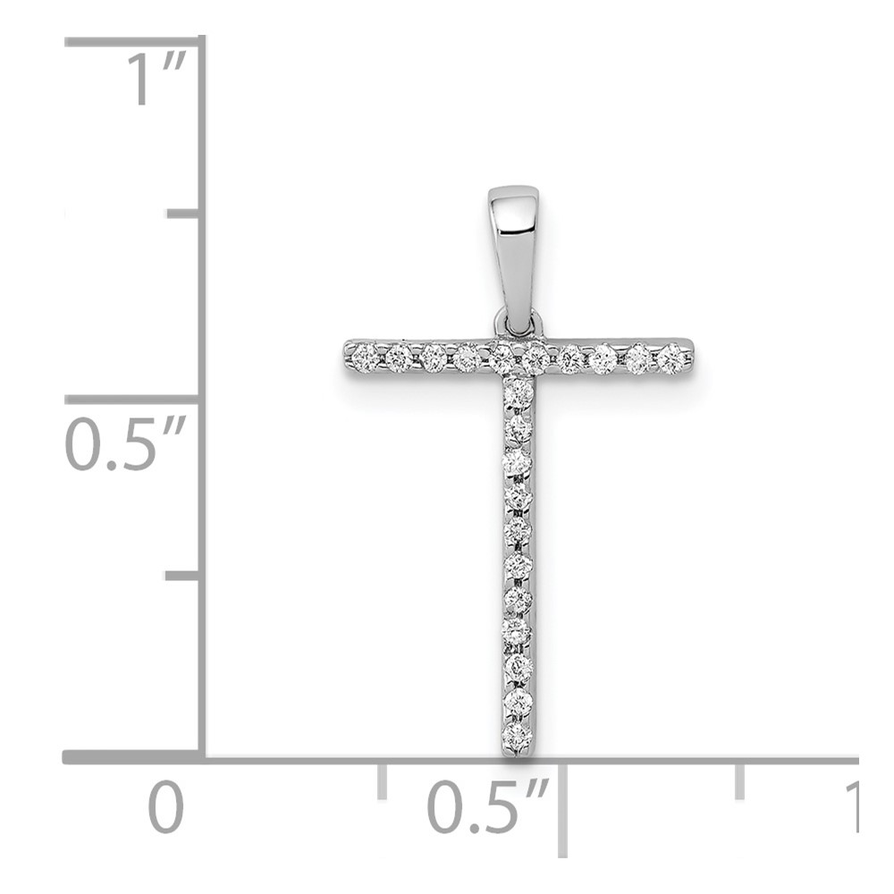 14K White Gold Diamond Letter T Initial Pendant (PM5222T-007-WA)