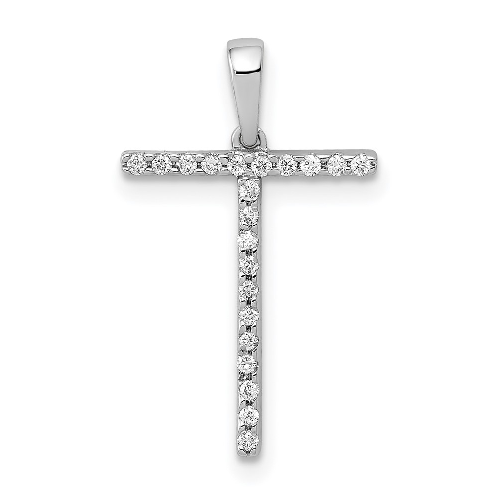 14K White Gold Diamond Letter T Initial Pendant (PM5222T-007-WA)