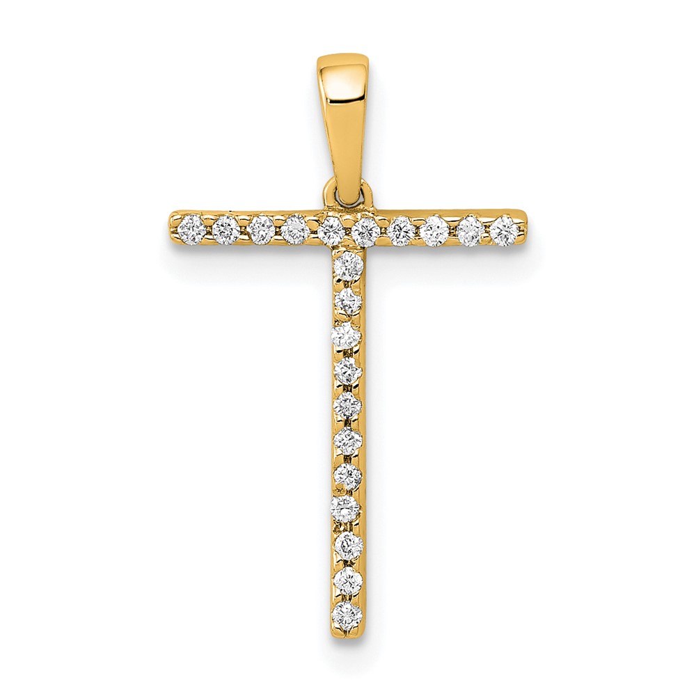 14K Diamond Letter T Initial Pendant (PM5222T-007-YA)