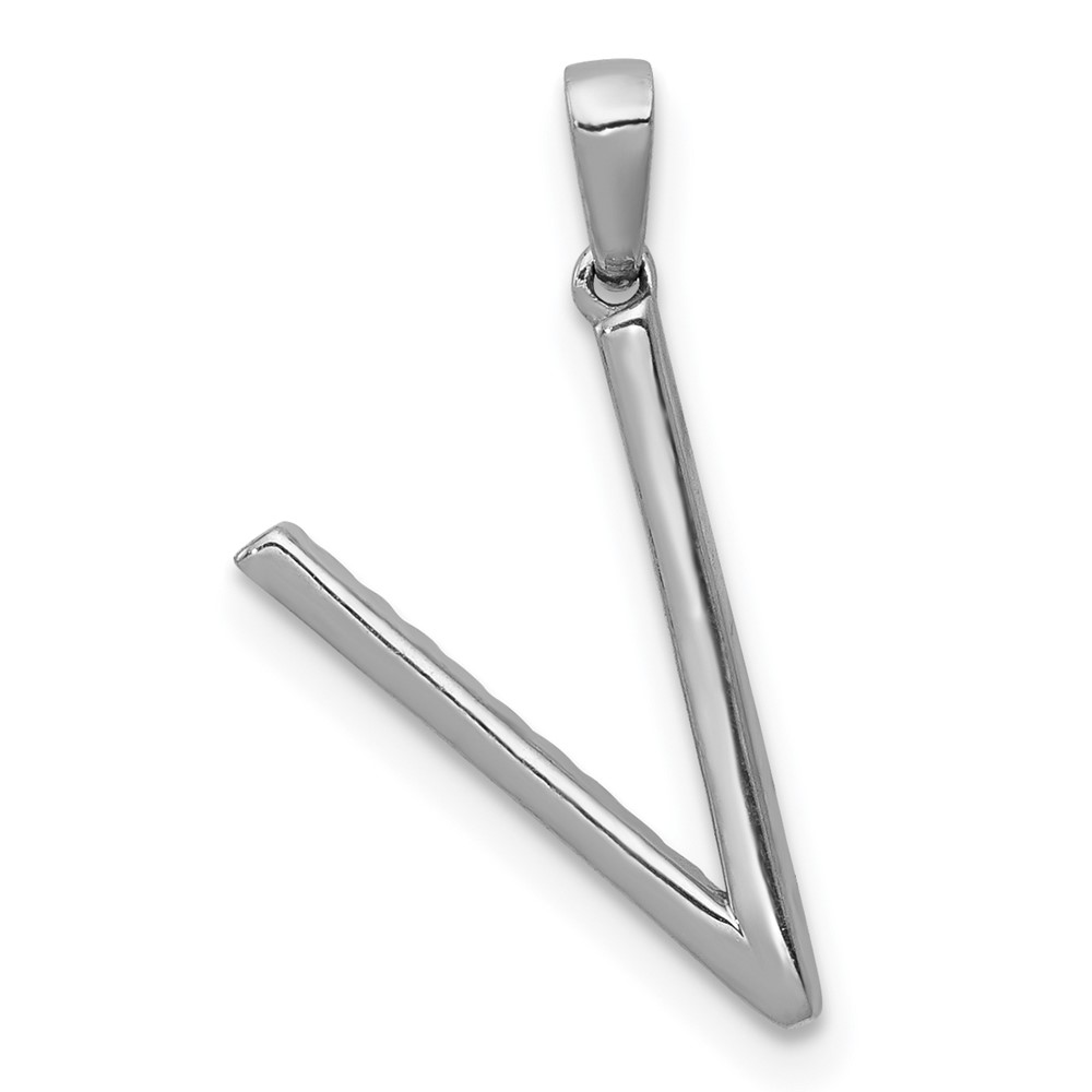 14K White Gold Diamond Letter V Initial Pendant (PM5222V-010-WA)