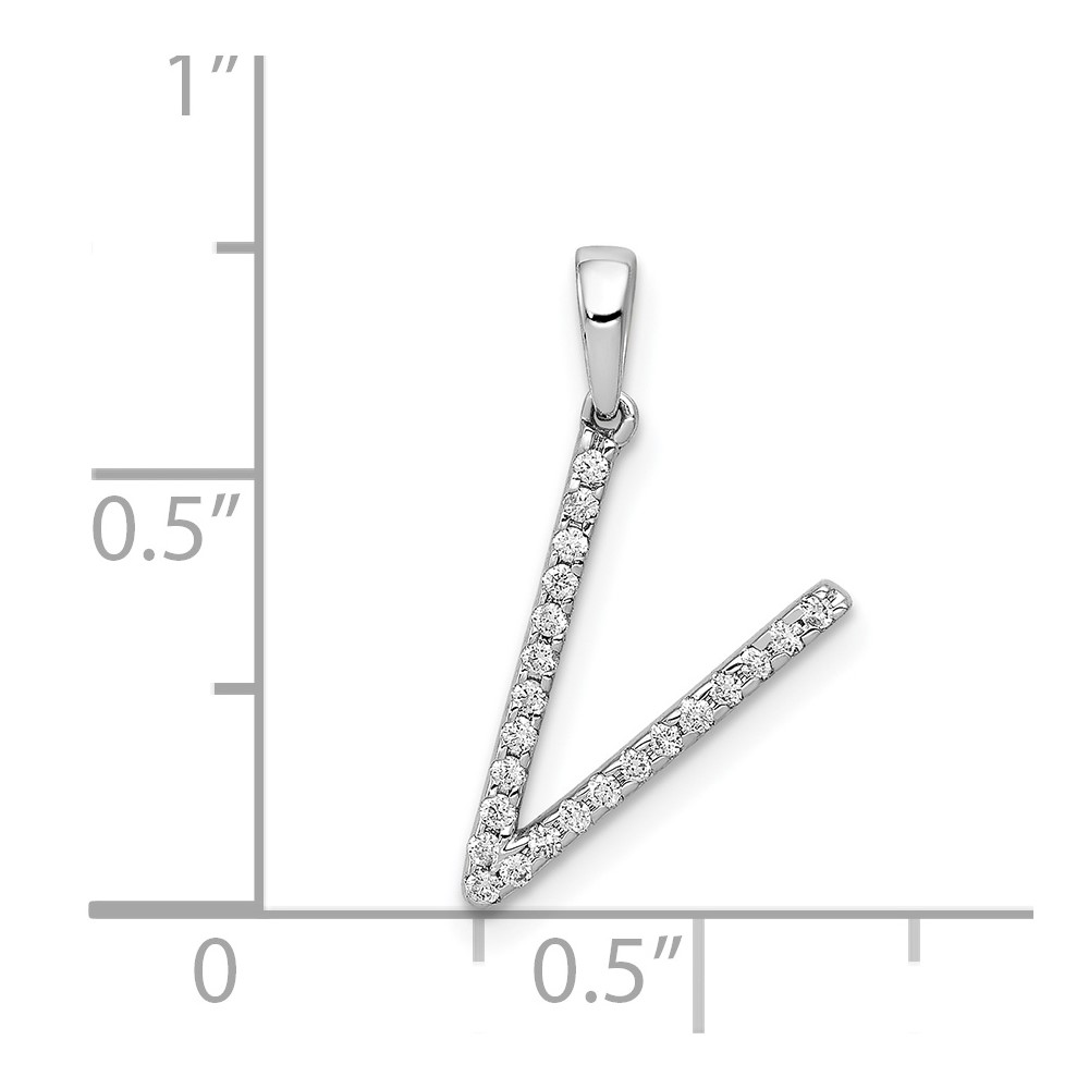 14K White Gold Diamond Letter V Initial Pendant (PM5222V-010-WA)