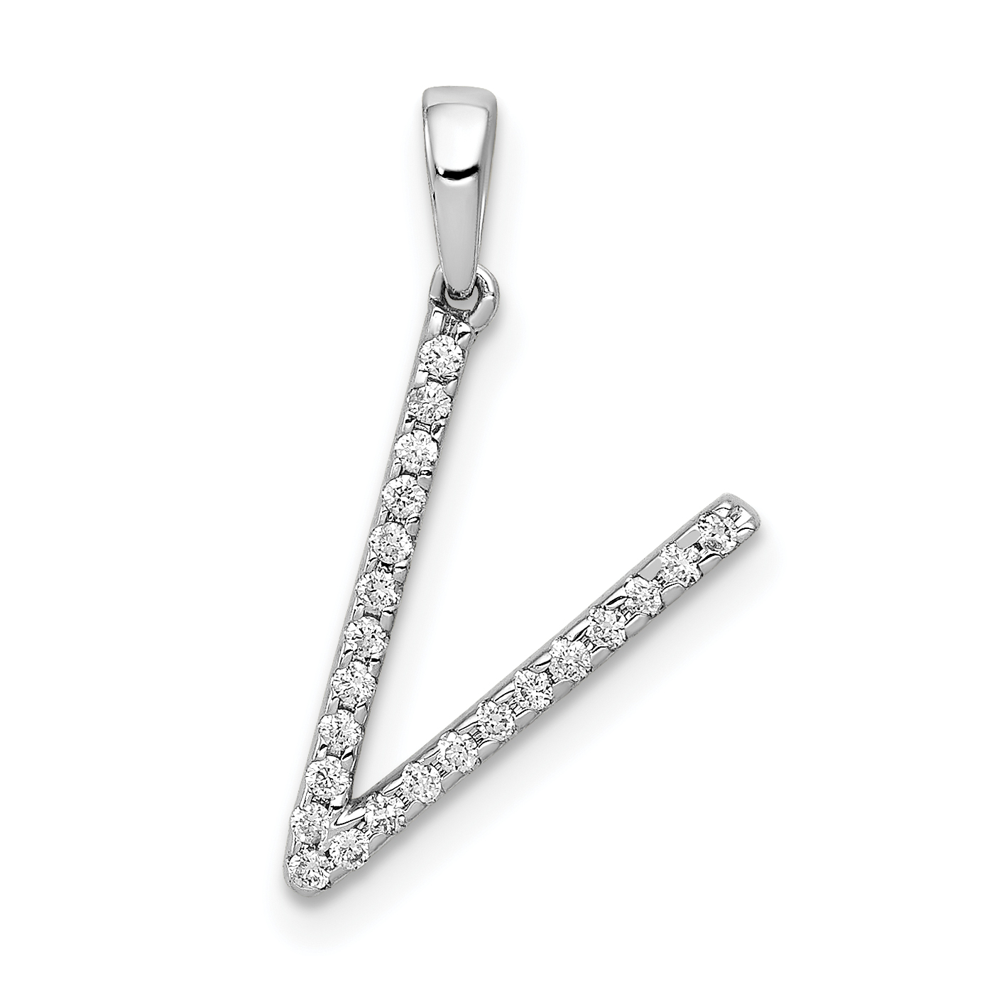 14K White Gold Diamond Letter V Initial Pendant (PM5222V-010-WA)