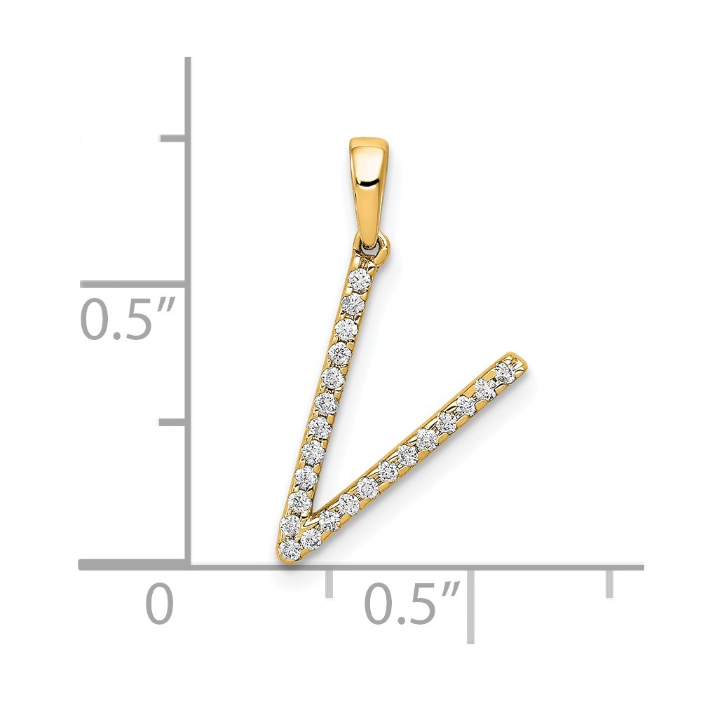 14K Diamond Letter V Initial Pendant (PM5222V-010-YA)