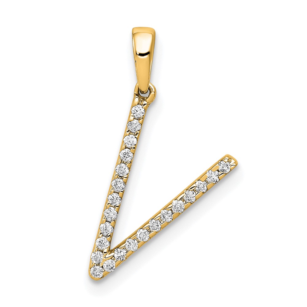 14K Diamond Letter V Initial Pendant (PM5222V-010-YA)