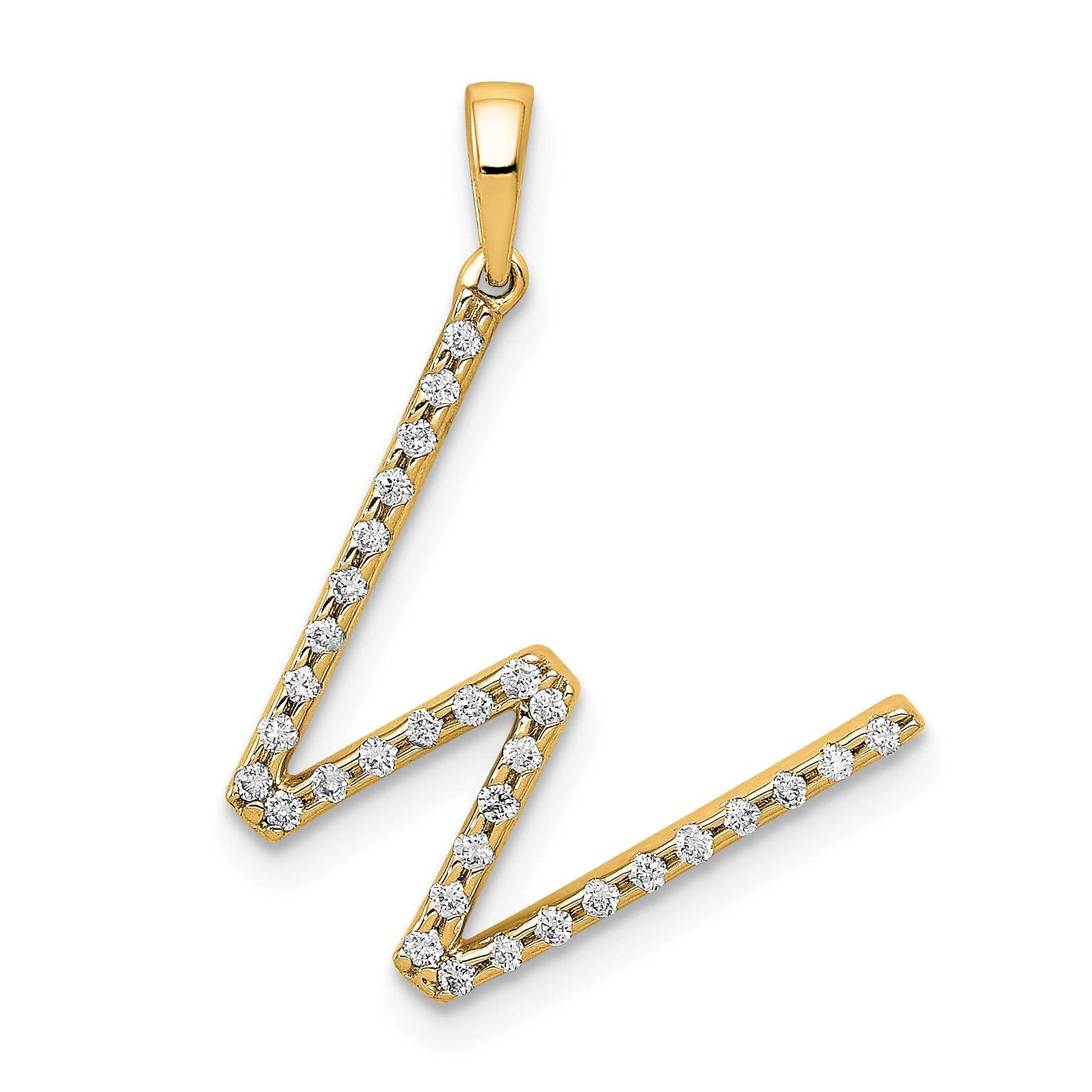 14K Diamond Letter W Initial Pendant (PM5222W-013-YA)