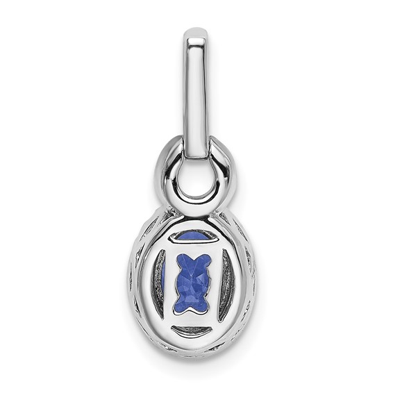 14k White Gold .95 Oval Tanzanite and Diamond Halo Pendant