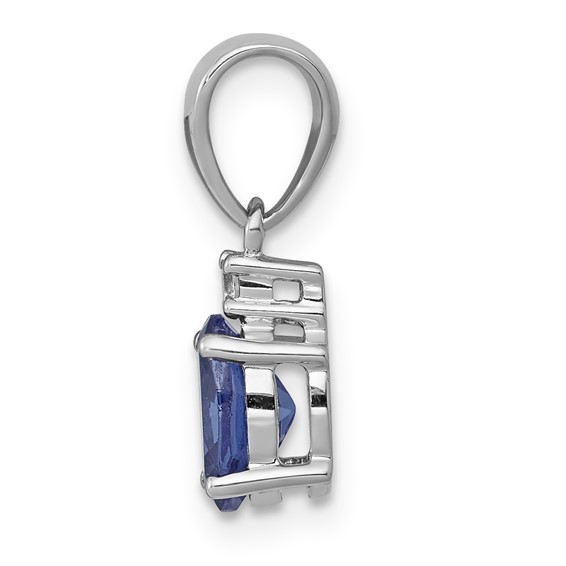 14k White Gold .75 Oval Tanzanite and Diamond Pendant