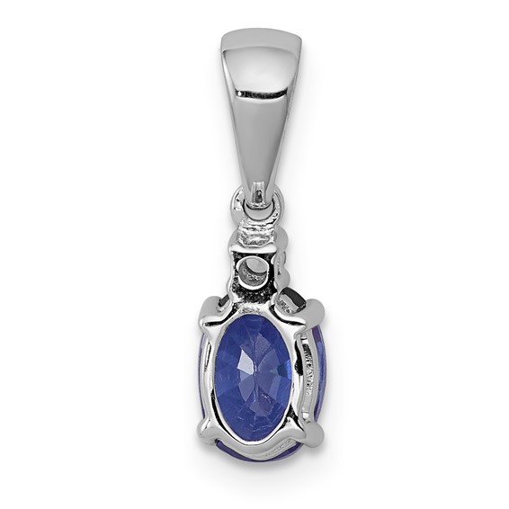 14k White Gold .75 Oval Tanzanite and Diamond Pendant