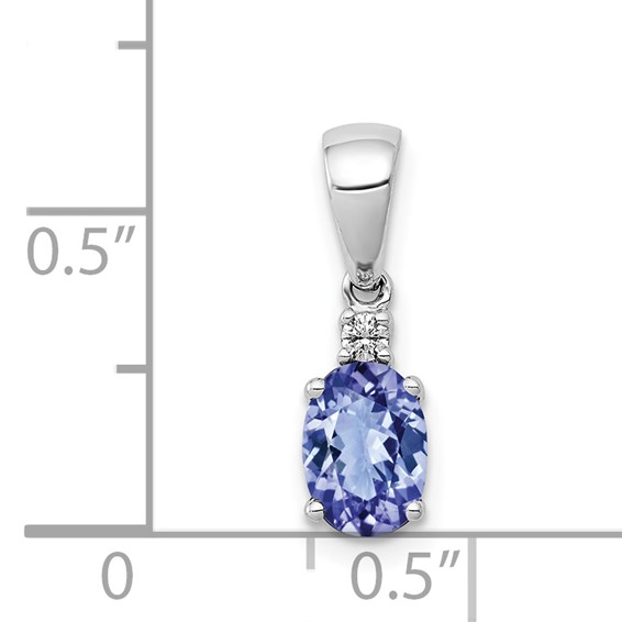 14k White Gold .75 Oval Tanzanite and Diamond Pendant