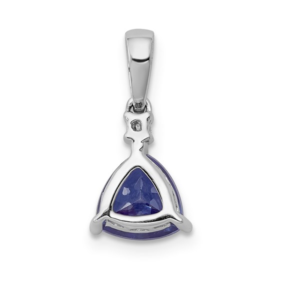 14k White Gold Trillion .90 Tanzanite and Diamond Pendant