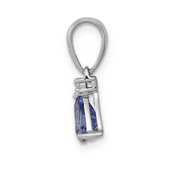 14k White Gold Trillion .72 Tanzanite and Diamond Pendant