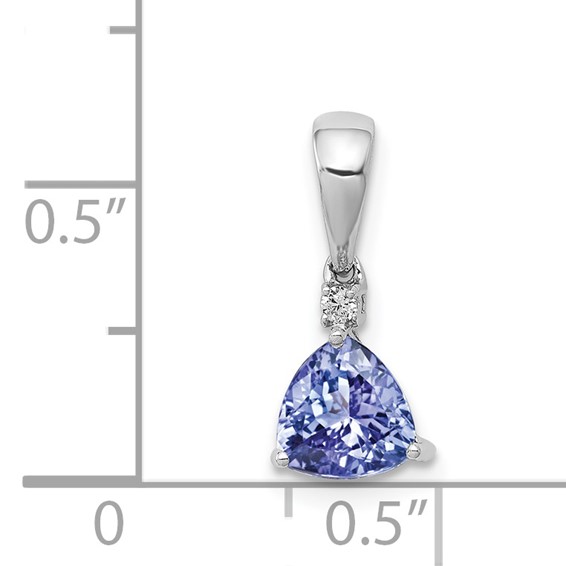 14k White Gold Trillion .72 Tanzanite and Diamond Pendant