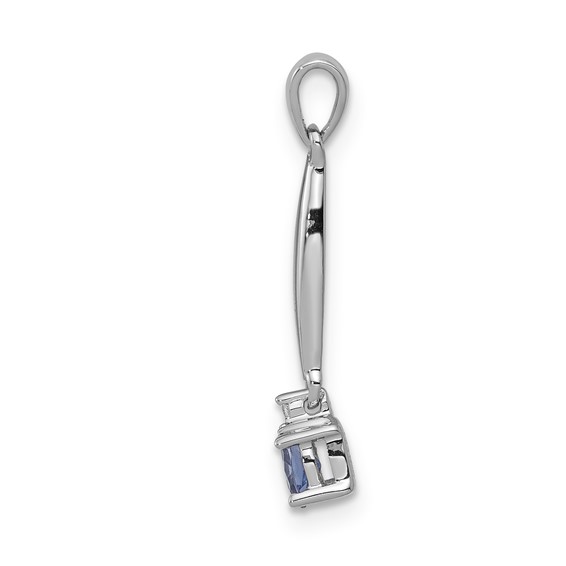 14k White Gold .20 Oval Tanzanite and Diamond Accent Pendant