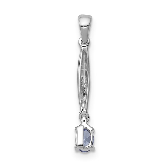 14k White Gold .20 Oval Tanzanite and Diamond Accent Pendant