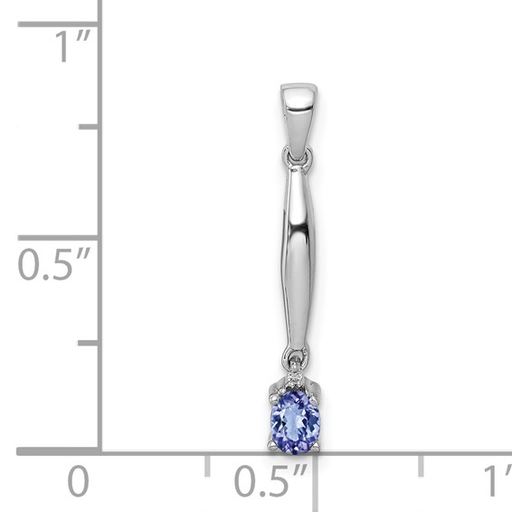 14k White Gold .20 Oval Tanzanite and Diamond Accent Pendant